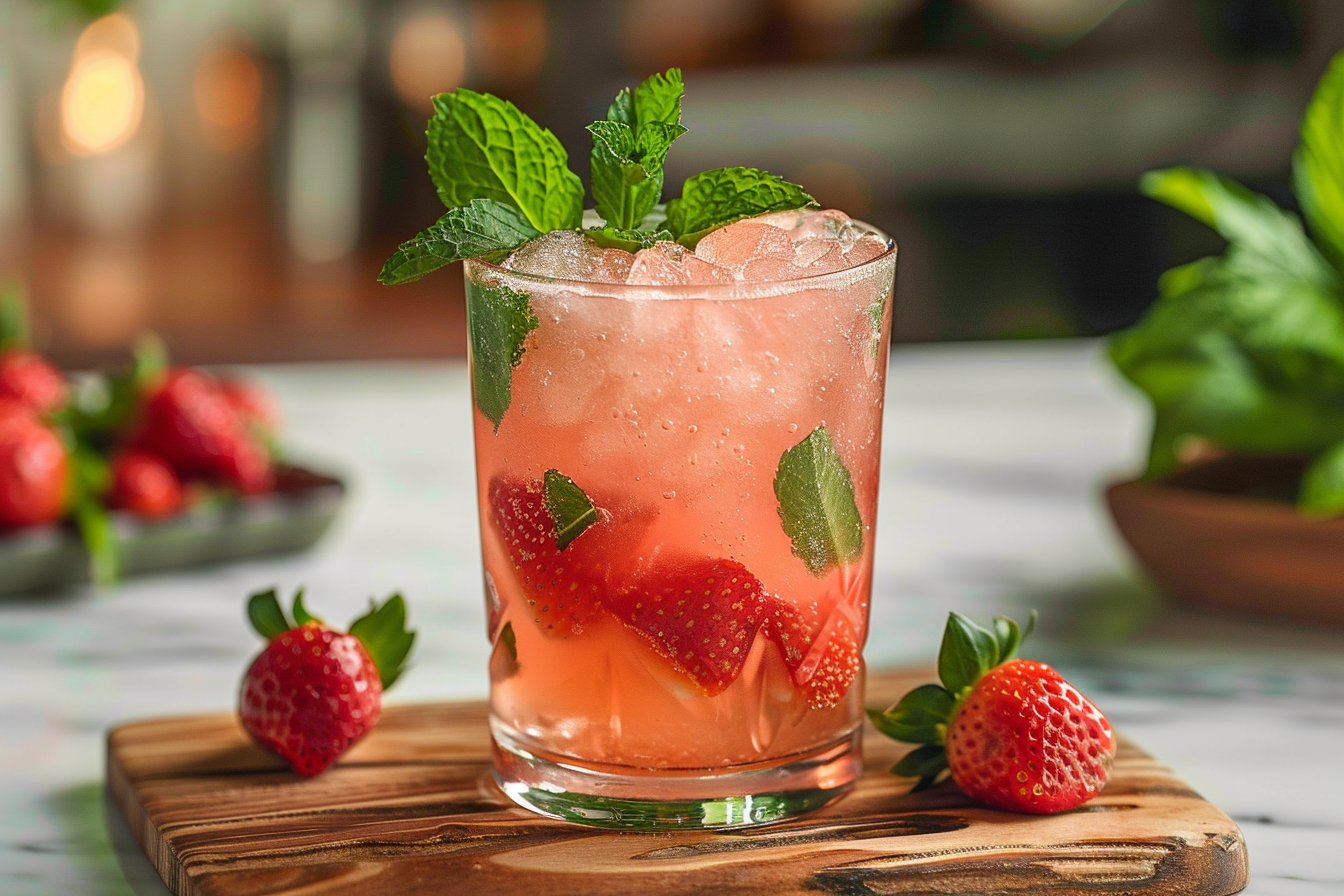 Strawberry Basil Bourbon Smash Cocktail Recipe