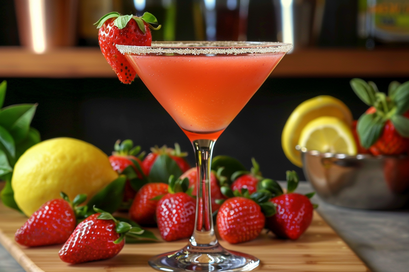 Strawberry Lemon Drop Martini Cocktail Recipe